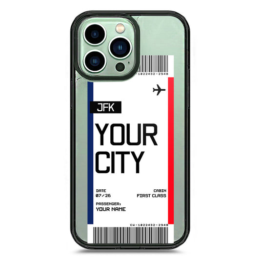 iPhone 14 Pro Max - Black - Cover - Personalised Boarding Pass Ticket Series - Clear Phone Case - Soft Silicon Borders