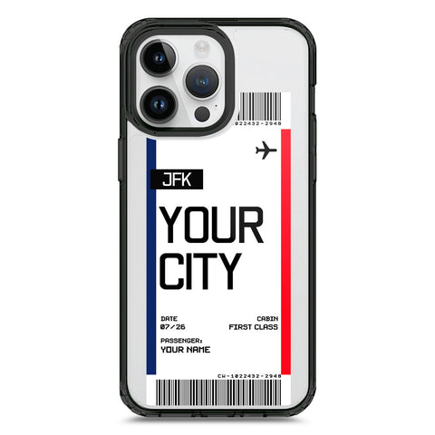 iPhone 15 Pro Max - Black - Cover - Personalised Boarding Pass Ticket Series - Clear Phone Case - Soft Silicon Borders
