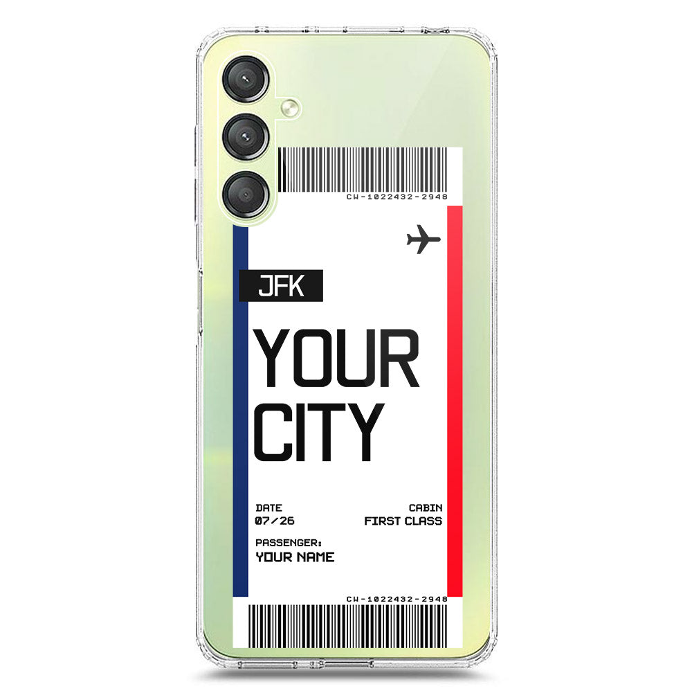 Samsung Galaxy A24 4G Cover - Personalised Boarding Pass Ticket Series - Clear Phone Case - Soft Silicon Borders