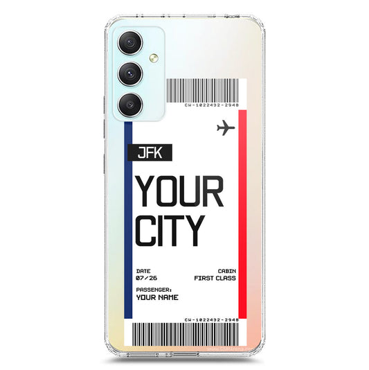 Samsung Galaxy A34 5G Cover - Personalised Boarding Pass Ticket Series - Clear Phone Case - Soft Silicon Borders