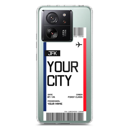 Xiaomi 13T Pro Cover - Personalised Boarding Pass Ticket Series - Clear Phone Case - Soft Silicon Borders