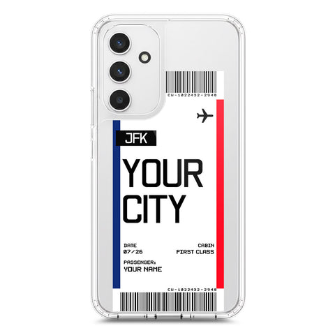 Samsung Galaxy A54 5G Cover - Personalised Boarding Pass Ticket Series - Clear Phone Case - Soft Silicon Borders