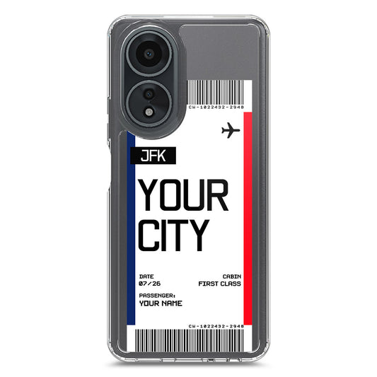 Oppo A58 4G Cover - Personalised Boarding Pass Ticket Series - Clear Phone Case - Soft Silicon Borders
