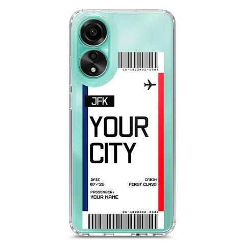 Oppo A78 4G Cover - Personalised Boarding Pass Ticket Series - Clear Phone Case - Soft Silicon Borders