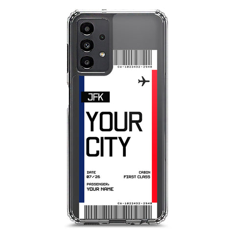 Samsung Galaxy A13 Cover - Personalised Boarding Pass Ticket Series - Clear Phone Case - Soft Silicon Borders