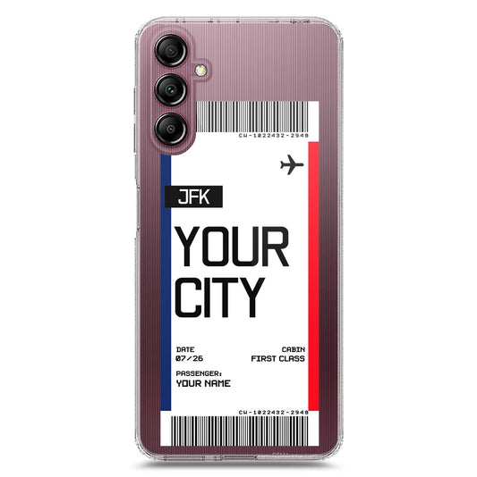 Samsung Galaxy A15 5G Cover - Personalised Boarding Pass Ticket Series - Clear Phone Case - Soft Silicon Borders