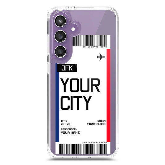 Samsung Galaxy S23 FE Cover - Personalised Boarding Pass Ticket Series - Clear Phone Case - Soft Silicon Borders