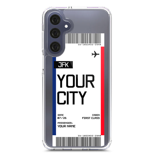 Samsung Galaxy A16 5G Cover - Personalised Boarding Pass Ticket Series - Clear Phone Case - Soft Silicon Borders