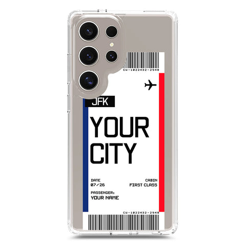 Samsung Galaxy S25 Ultra Cover - Personalised Boarding Pass Ticket Series - Clear Phone Case - Soft Silicon Borders