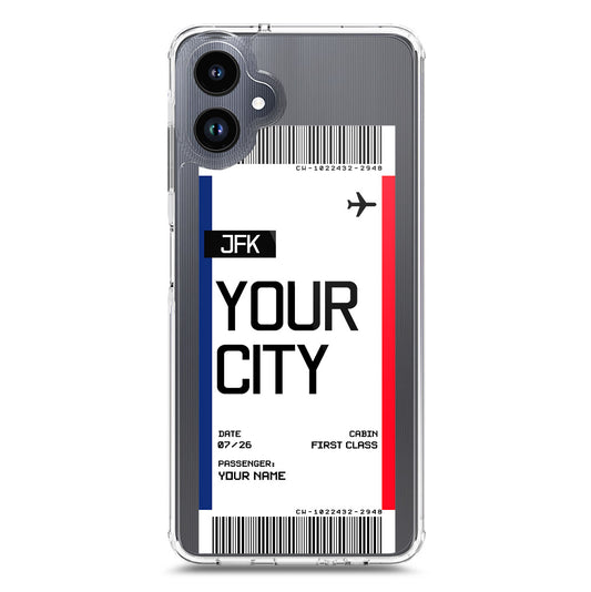 Samsung Galaxy A06 Cover - Personalised Boarding Pass Ticket Series - Clear Phone Case - Soft Silicon Borders