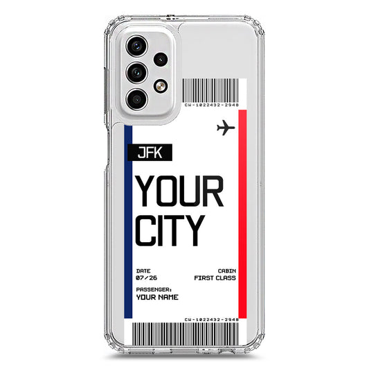 Samsung Galaxy A23 5G Cover - Personalised Boarding Pass Ticket Series - Clear Phone Case - Soft Silicon Borders
