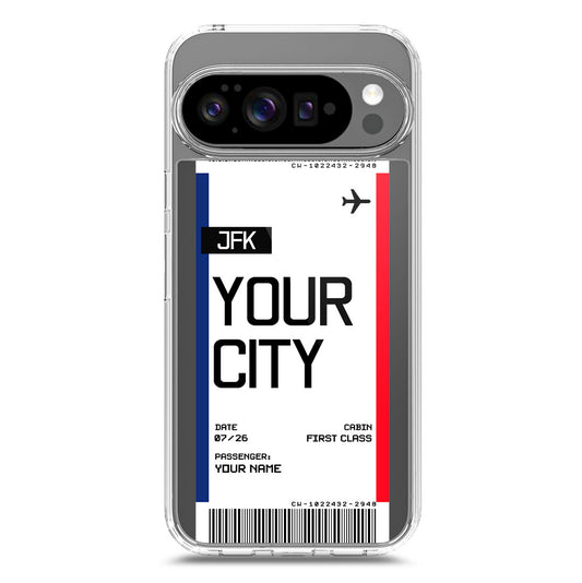 Google Pixel 10 Cover - Personalised Boarding Pass Ticket Series - Clear Phone Case - Soft Silicon Borders