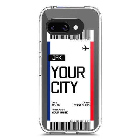 Google Pixel 9a Cover - Personalised Boarding Pass Ticket Series - Clear Phone Case - Soft Silicon Borders