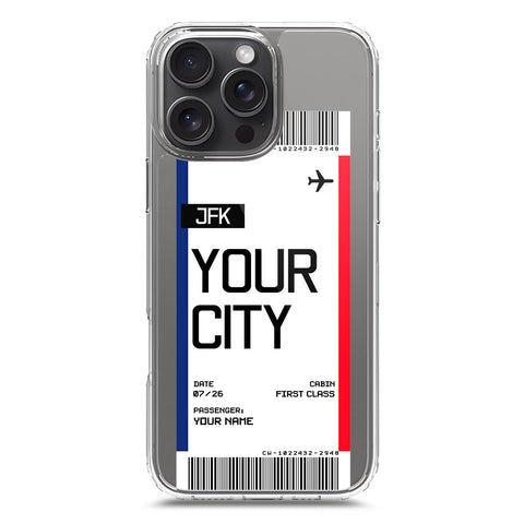 iPhone 16 Pro Max Cover - Personalised Boarding Pass Ticket Series - Clear Phone Case - Soft Silicon Borders