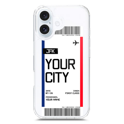 iPhone 17 Cover - Personalised Boarding Pass Ticket Series - Clear Phone Case - Soft Silicon Borders
