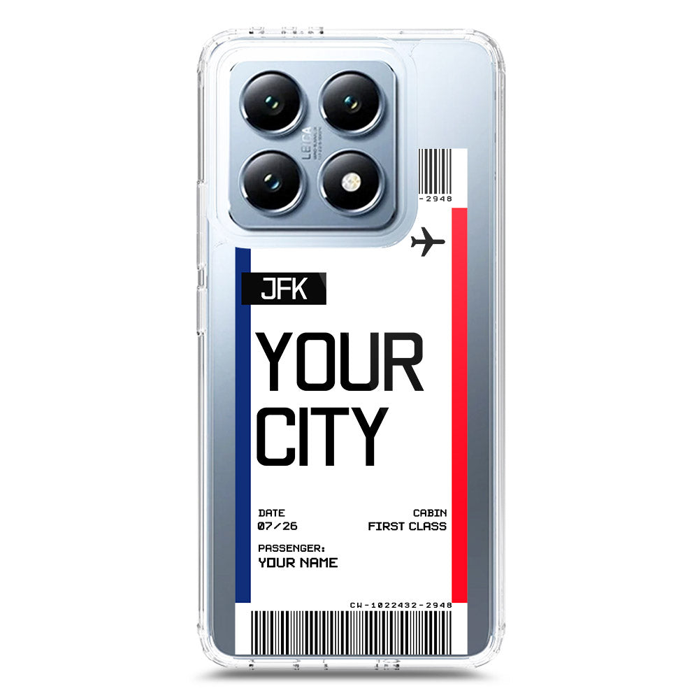 Xiaomi 14T Cover - Personalised Boarding Pass Ticket Series - Clear Phone Case - Soft Silicon Borders