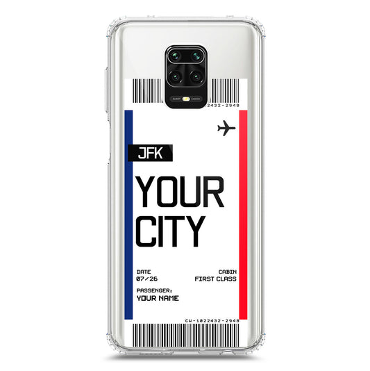 Xiaomi Redmi Note 9 Pro Max Cover - Personalised Boarding Pass Ticket Series - Clear Phone Case - Soft Silicon Borders