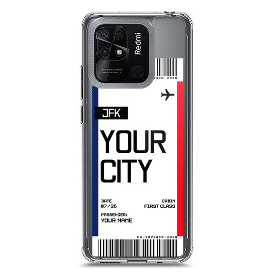 Xiaomi Redmi 10C Cover - Personalised Boarding Pass Ticket Series - Clear Phone Case - Soft Silicon Borders