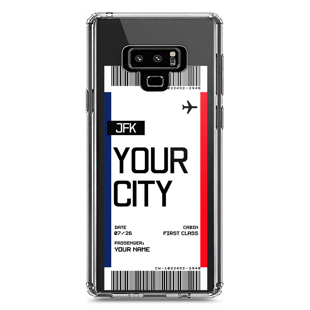 Samsung Galaxy Note 9 Cover - Personalised Boarding Pass Ticket Series - Clear Phone Case - Soft Silicon Borders