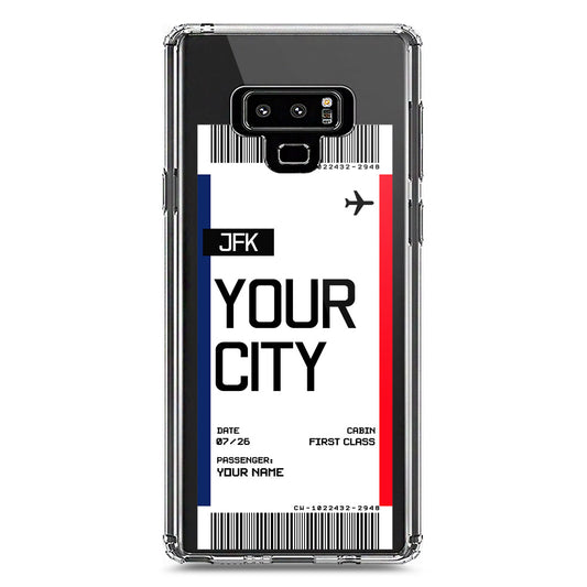 Samsung Galaxy Note 9 Cover - Personalised Boarding Pass Ticket Series - Clear Phone Case - Soft Silicon Borders
