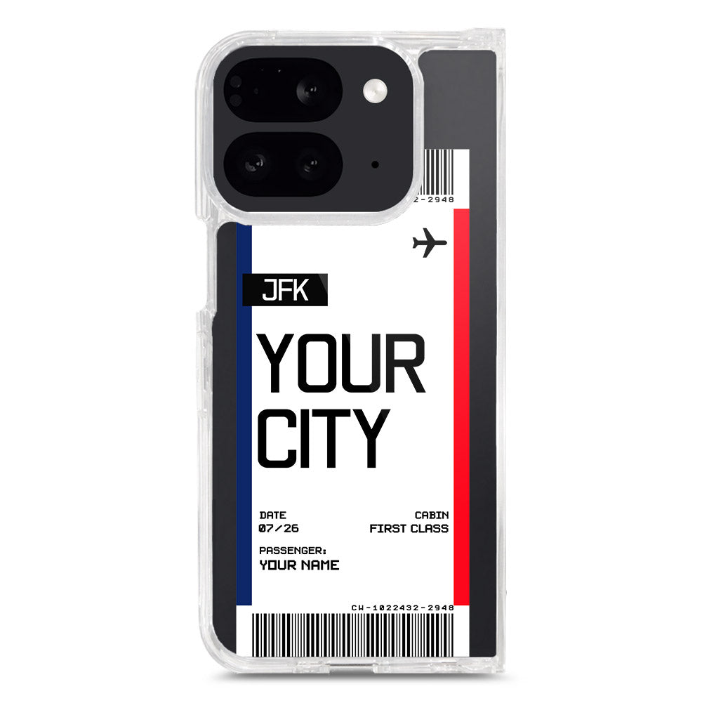 Google Pixel 9 Pro Fold Cover - Personalised Boarding Pass Ticket Series - Clear Phone Case - Soft Silicon Borders