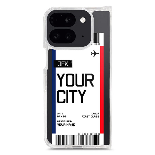 Google Pixel 9 Pro Fold Cover - Personalised Boarding Pass Ticket Series - Clear Phone Case - Soft Silicon Borders