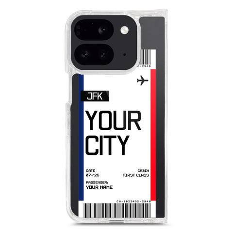 Google Pixel 9 Pro Fold Cover - Personalised Boarding Pass Ticket Series - Clear Phone Case - Soft Silicon Borders
