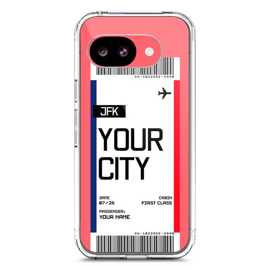 Google Pixel 10a Cover - Personalised Boarding Pass Ticket Series - Clear Phone Case - Soft Silicon Borders