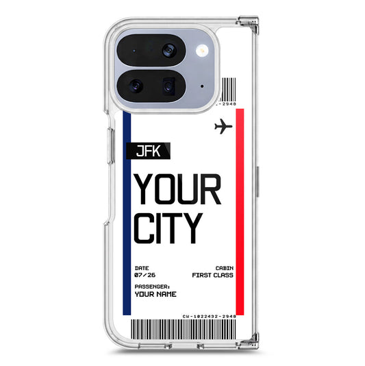 Google Pixel 10 Pro Fold Cover - Personalised Boarding Pass Ticket Series - Clear Phone Case - Soft Silicon Borders
