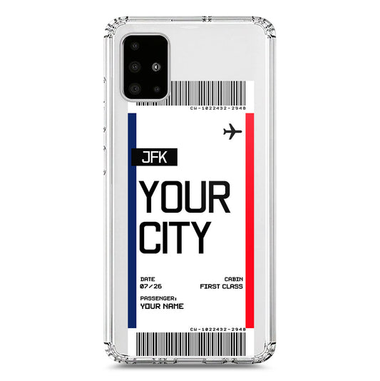 Samsung Galaxy A51 Cover - Personalised Boarding Pass Ticket Series - Clear Phone Case - Soft Silicon Borders