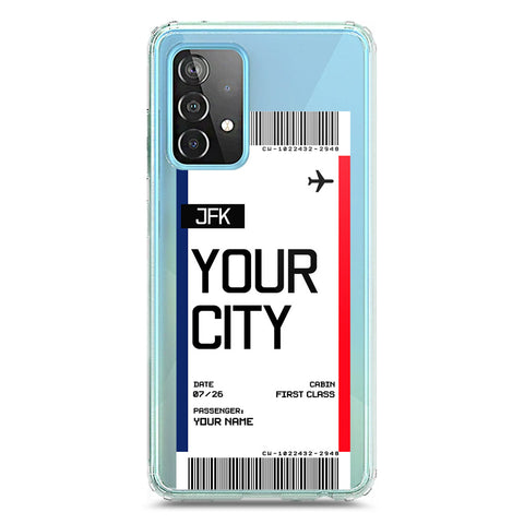 Samsung Galaxy A52 Cover - Personalised Boarding Pass Ticket Series - Clear Phone Case - Soft Silicon Borders
