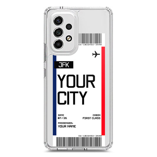Samsung Galaxy A53 5G Cover - Personalised Boarding Pass Ticket Series - Clear Phone Case - Soft Silicon Borders