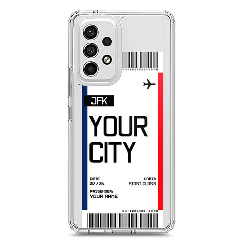 Samsung Galaxy A53 5G Cover - Personalised Boarding Pass Ticket Series - Clear Phone Case - Soft Silicon Borders