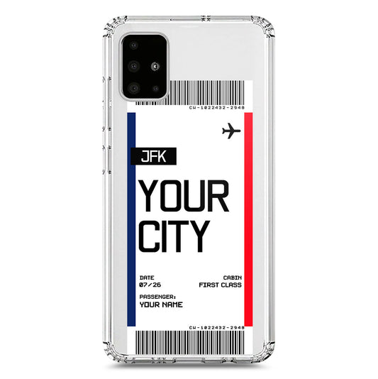 Samsung Galaxy A71 Cover - Personalised Boarding Pass Ticket Series - Clear Phone Case - Soft Silicon Borders
