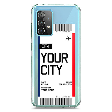 Samsung Galaxy A72 Cover - Personalised Boarding Pass Ticket Series - Clear Phone Case - Soft Silicon Borders