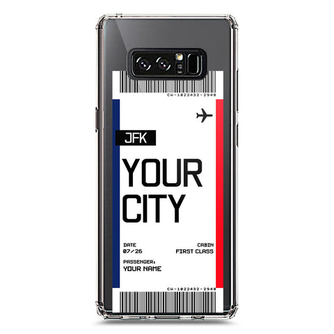 Samsung Galaxy Note 8 Cover - Personalised Boarding Pass Ticket Series - Clear Phone Case - Soft Silicon Borders