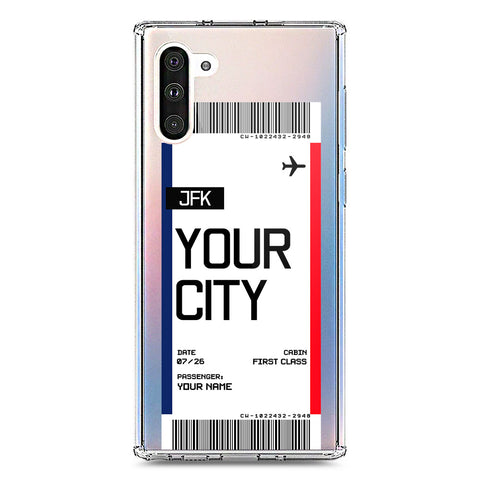 Samsung Galaxy Note 10 Cover - Personalised Boarding Pass Ticket Series - Clear Phone Case - Soft Silicon Borders