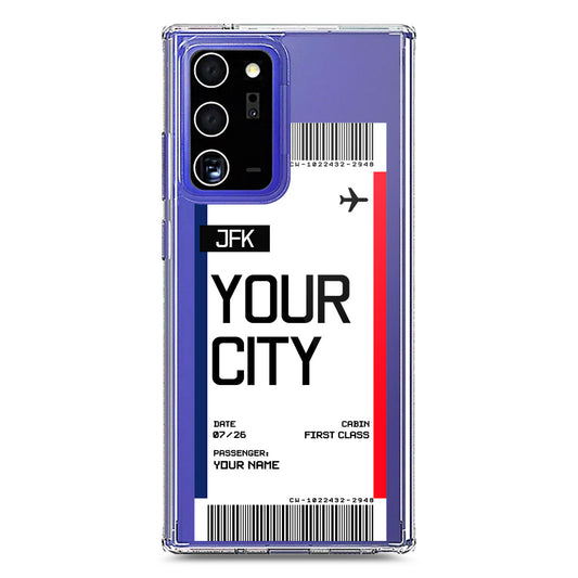 Samsung Galaxy Note 20 Ultra Cover - Personalised Boarding Pass Ticket Series - Clear Phone Case - Soft Silicon Borders