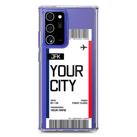 Samsung Galaxy Note 20 Ultra Cover - Personalised Boarding Pass Ticket Series - Clear Phone Case - Soft Silicon Borders
