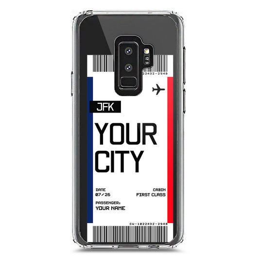 Samsung Galaxy S9 Plus Cover - Personalised Boarding Pass Ticket Series - Clear Phone Case - Soft Silicon Borders