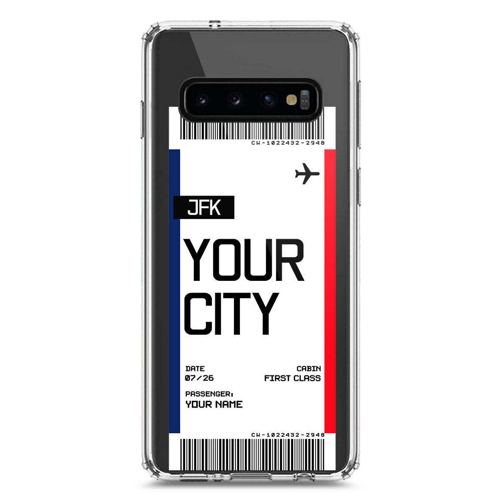 Samsung Galaxy S10 Cover - Personalised Boarding Pass Ticket Series - Clear Phone Case - Soft Silicon Borders
