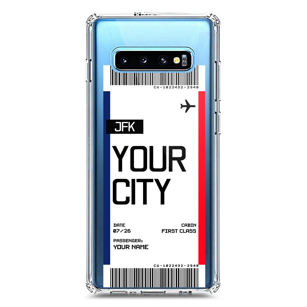 Samsung Galaxy S10 Plus Cover - Personalised Boarding Pass Ticket Series - Clear Phone Case - Soft Silicon Borders