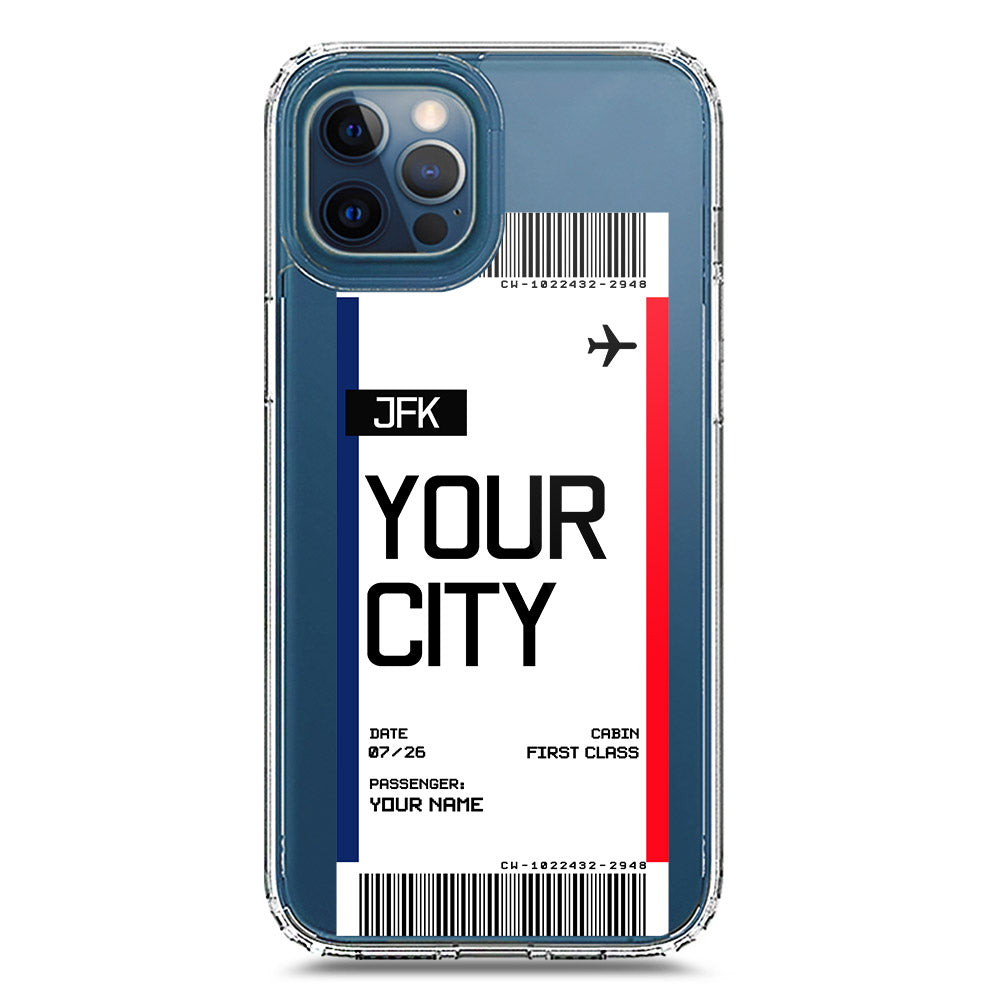iPhone 12 Pro Max Cover - Personalised Boarding Pass Ticket Series - Clear Phone Case - Soft Silicon Borders