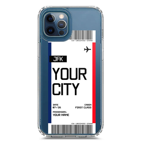 iPhone 12 Pro Max Cover - Personalised Boarding Pass Ticket Series - Clear Phone Case - Soft Silicon Borders