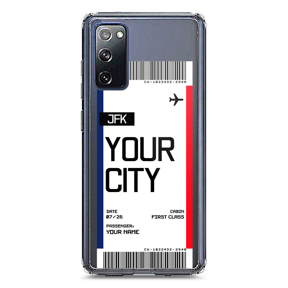 Samsung Galaxy S20 FE Cover - Personalised Boarding Pass Ticket Series - Clear Phone Case - Soft Silicon Borders