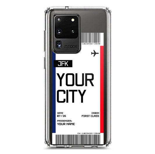 Samsung Galaxy S20 Ultra Cover - Personalised Boarding Pass Ticket Series - Clear Phone Case - Soft Silicon Borders