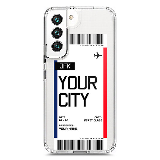 Samsung Galaxy S22 5G Cover - Personalised Boarding Pass Ticket Series - Clear Phone Case - Soft Silicon Borders