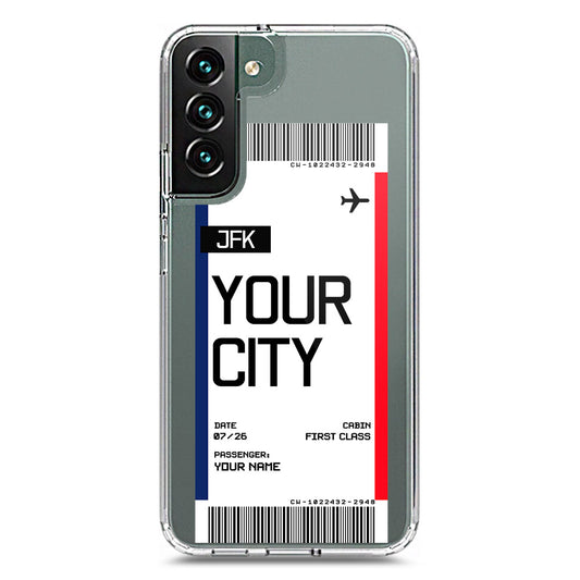 Samsung Galaxy S22 Plus 5G Cover - Personalised Boarding Pass Ticket Series - Clear Phone Case - Soft Silicon Borders