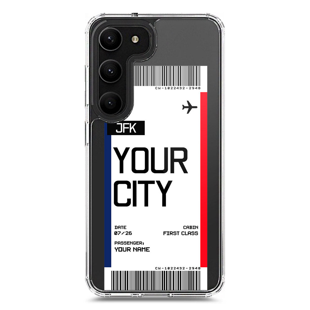 Samsung Galaxy S23 5G Cover - Personalised Boarding Pass Ticket Series - Clear Phone Case - Soft Silicon Borders