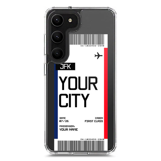 Samsung Galaxy S23 Plus 5G Cover - Personalised Boarding Pass Ticket Series - Clear Phone Case - Soft Silicon Borders